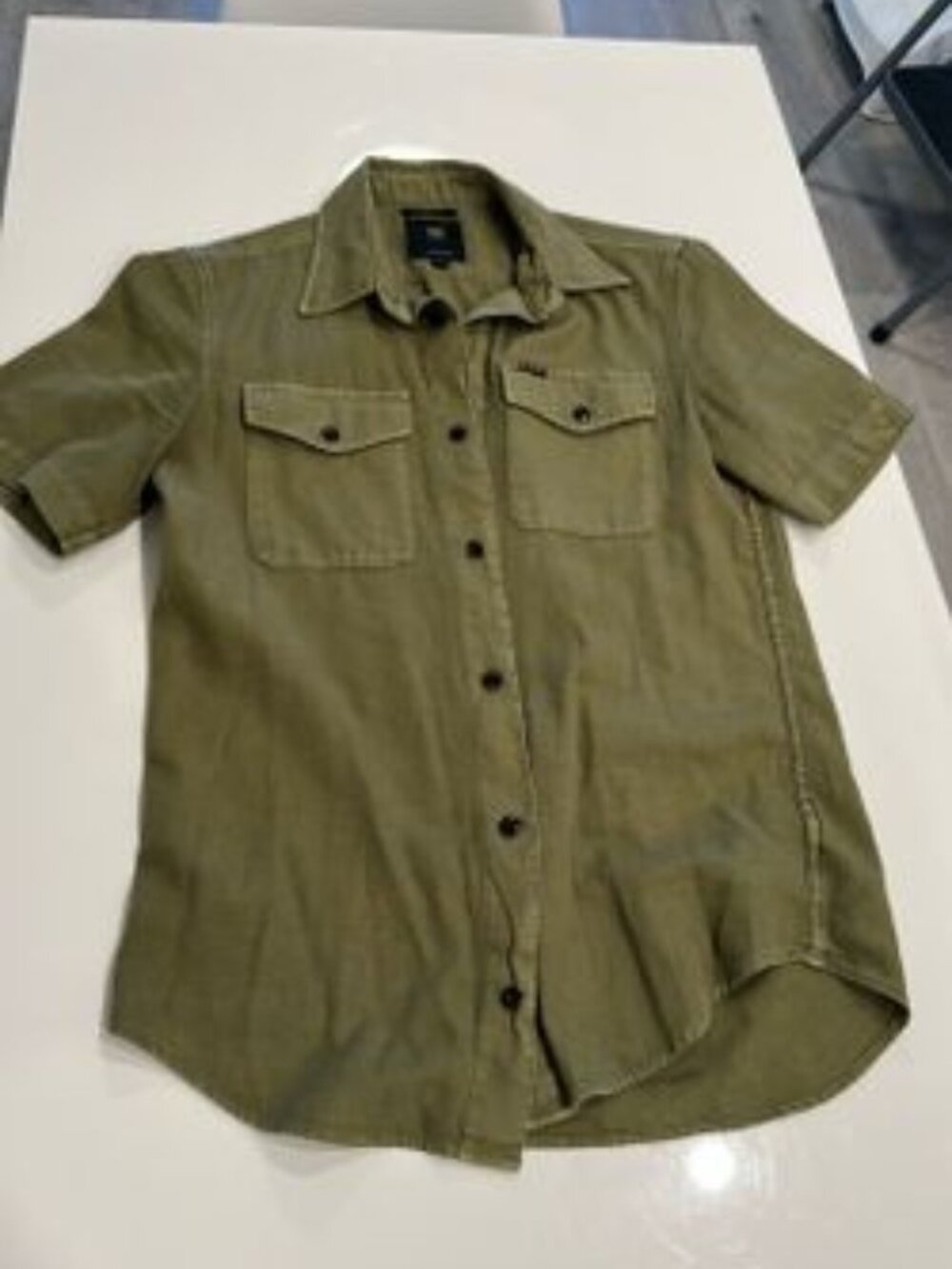 G-Star Raw slim fit olive green short sleeve button down shirt - S